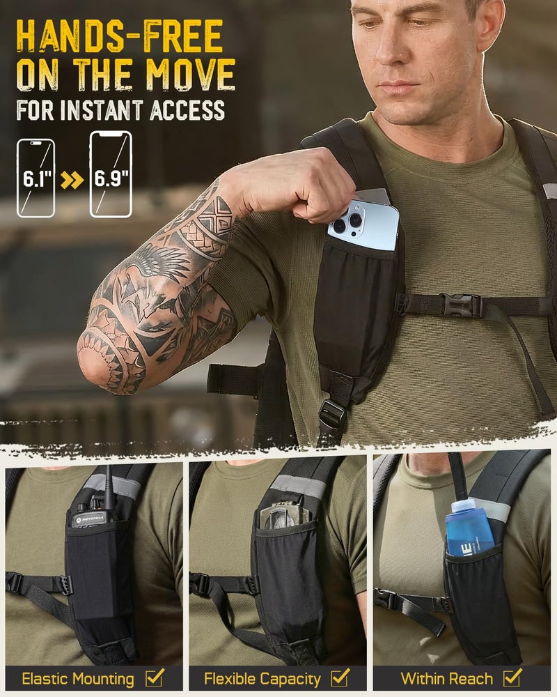 Pitozer Shoulder Strap with Phone Holder, Backpack Straps Shoulder Straps for Bags Padded Back Pack Replacement Adjustable Carrying Strap with Clip for Backpack/Dry Bag/Sprayer - Image 2