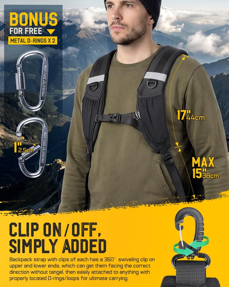 Pitozer Shoulder Strap with Phone Holder, Backpack Straps Shoulder Straps for Bags Padded Back Pack Replacement Adjustable Carrying Strap with Clip for Backpack/Dry Bag/Sprayer - Image 4