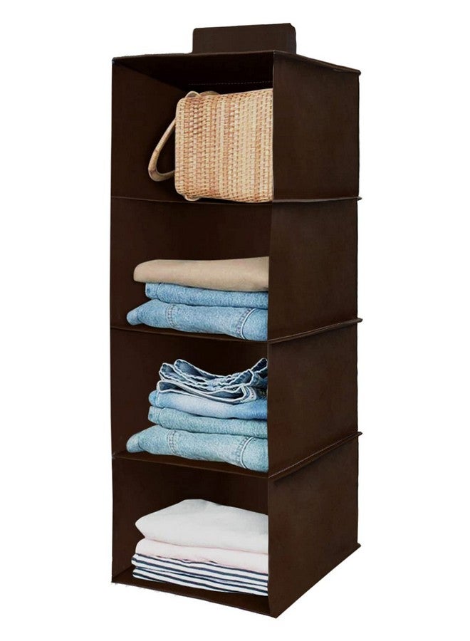 Kuber Industries Fabric Non Woven Foldable 4 Shelf Closet Hanging Organizer,Wardrobe Organizer, Pack of 2 (Brown)-Hs40Kubmart23988 - Image 3