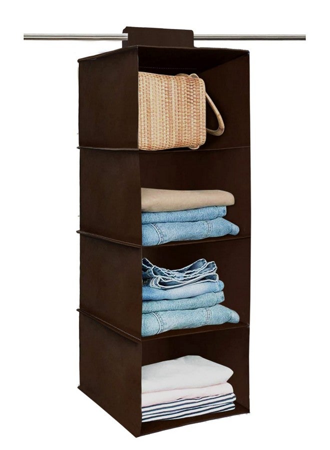 Kuber Industries Fabric Non Woven Foldable 4 Shelf Closet Hanging Organizer,Wardrobe Organizer, Pack of 2 (Brown)-Hs40Kubmart23988 - Image 2