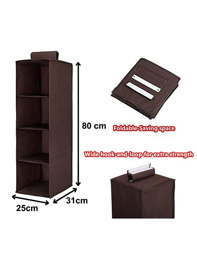 Kuber Industries Fabric Non Woven Foldable 4 Shelf Closet Hanging Organizer,Wardrobe Organizer, Pack of 2 (Brown)-Hs40Kubmart23988 - Image 5