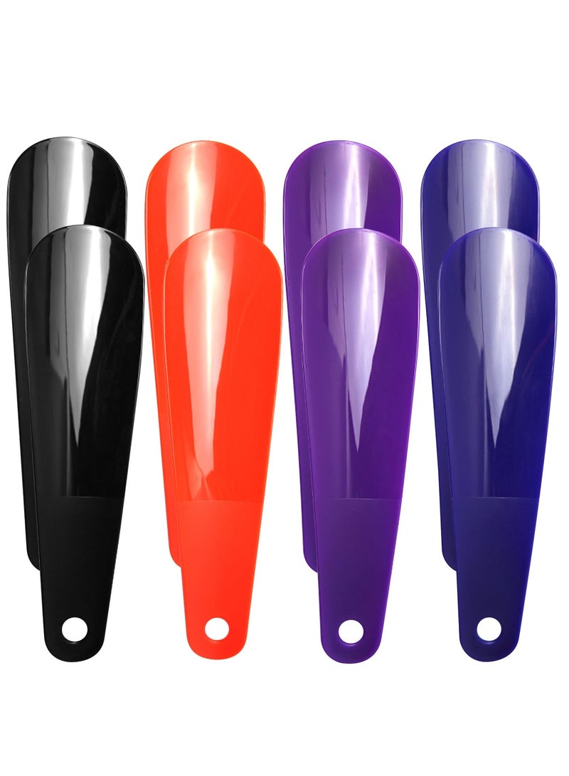 8 Pack Plastic Shoehorn Travel Shoehorn Gifts for Seniors, Kids, Women, Men Red, Black, Purple, Dark Blue 6.3 inches, 4.5 x 19 x 2 cm - Image 1
