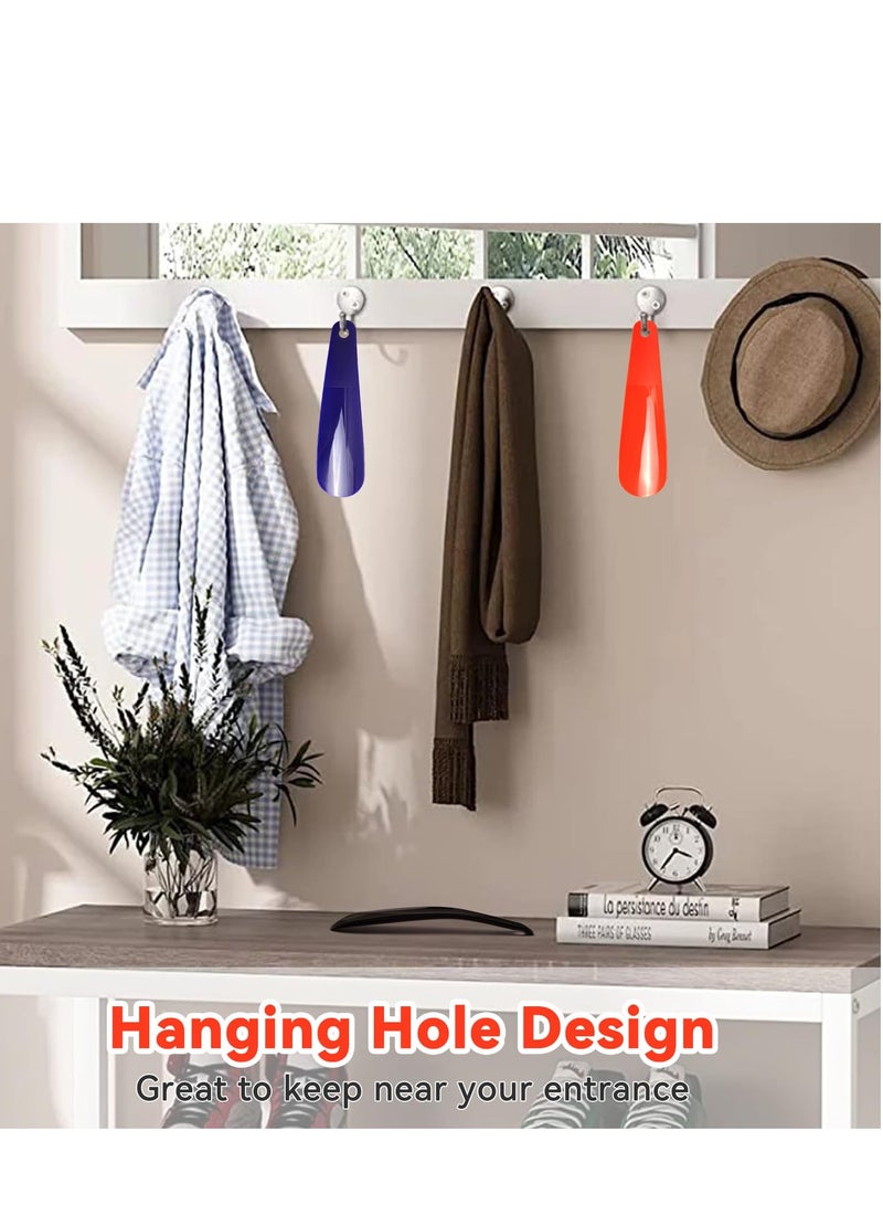 8 Pack Plastic Shoehorn Travel Shoehorn Gifts for Seniors, Kids, Women, Men Red, Black, Purple, Dark Blue 6.3 inches, 4.5 x 19 x 2 cm - Image 3