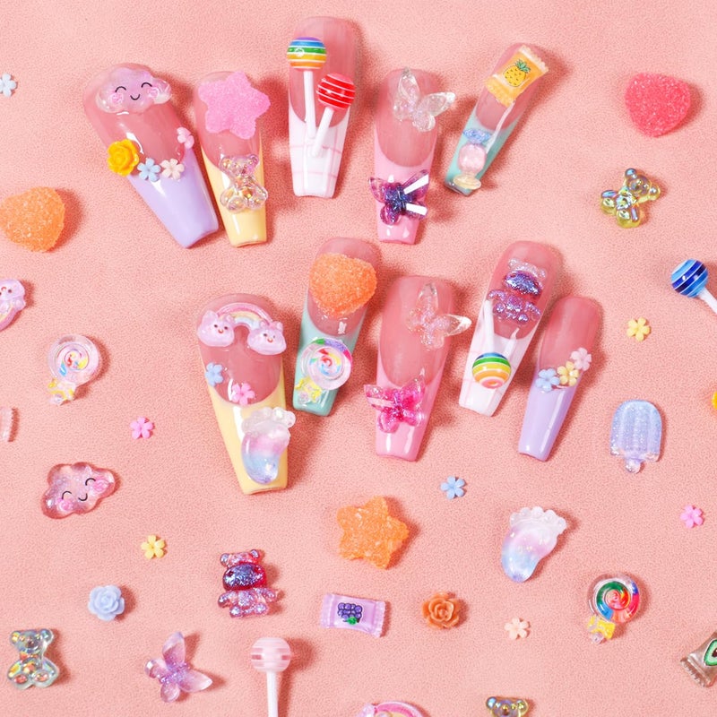 Major Dijit 3D Mix Assorted Color Nail Charms Acrylic Multi Cute Nail Art Charms Hollow Candy Jewelry Nail Supplies for Nail Art Design DIY Crafts Accessories (Colorful Candy) - Image 5