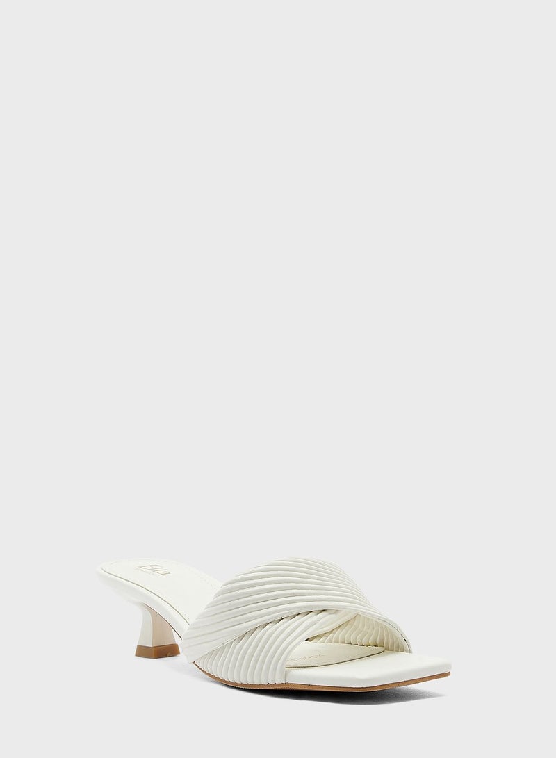 ELLA Ribbed Effect Square Toe Mule Sandal - Image 2