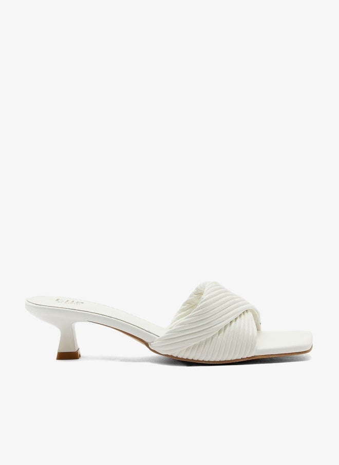 ELLA Ribbed Effect Square Toe Mule Sandal - Image 1