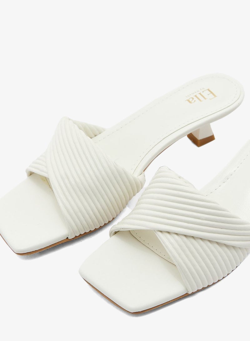 ELLA Ribbed Effect Square Toe Mule Sandal - Image 4