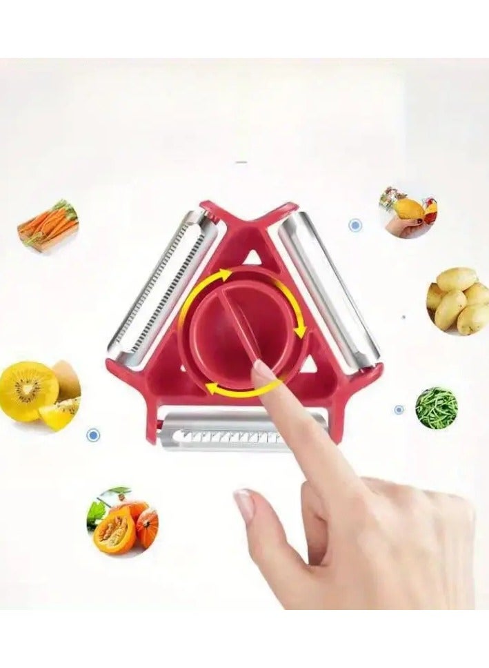 Goolsky 3-in-1 Multi-Functional Kitchen Peeler Set - Serrated Blade, Food-Safe Plastic, Perfect for Potatoes & More, Scraping, Grater, Chopper, Parer - Image 4