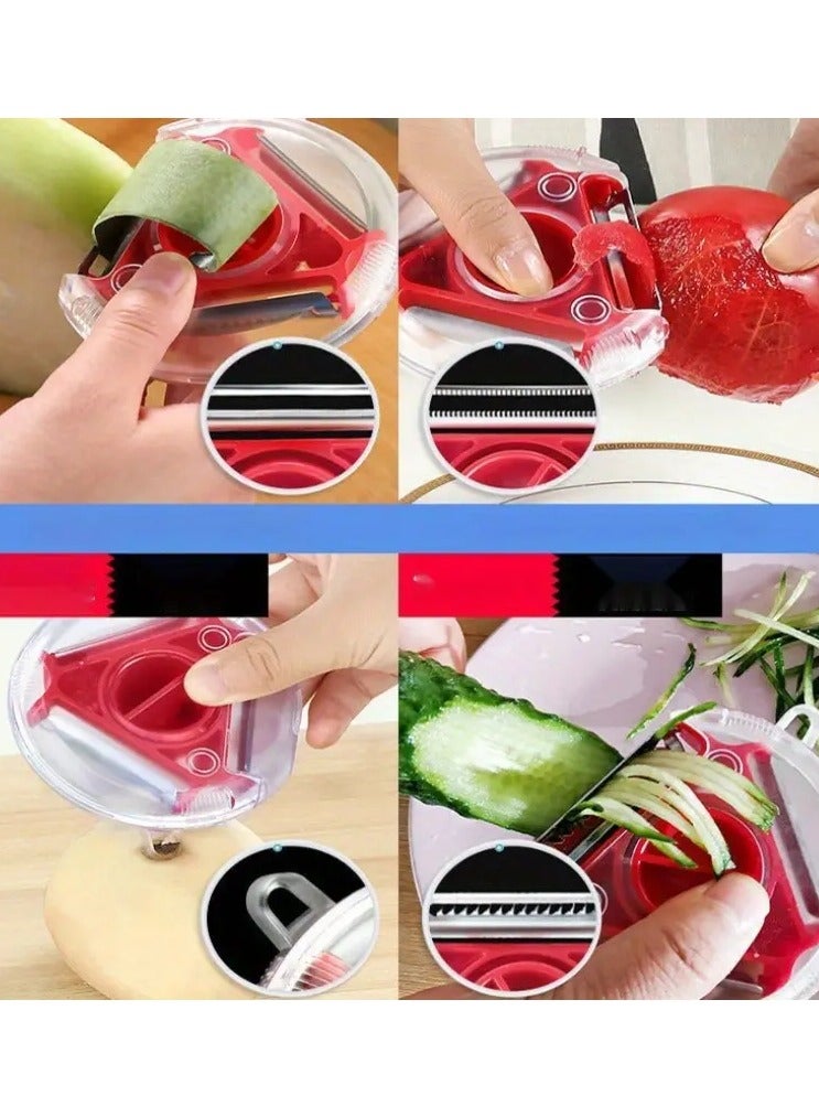 Goolsky 3-in-1 Multi-Functional Kitchen Peeler Set - Serrated Blade, Food-Safe Plastic, Perfect for Potatoes & More, Scraping, Grater, Chopper, Parer - Image 5