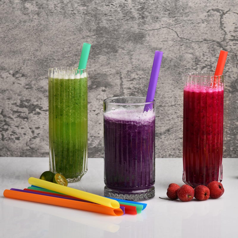 ALINK 100 PCS Solid Color Plastic Boba Straws  12mm Extra Wide Disposable Smoothie Straws for Bubble Tea  Popping Pearls - 8.5 inch Pointed Design - Image 4