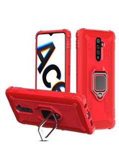 Case Cover For Realme X2 Pro / Reno Ace Carbon Fiber Protective Case with 360 Degree Rotating Ring Holder Red