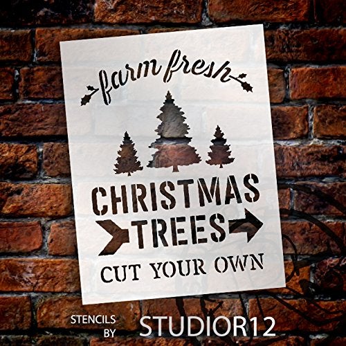 Studio R 12 Farm Fresh Christmas Trees by StudioR12 | Winter Farm Word Stencil - Reusable Mylar Template | Painting, Chalk, Mixed Media | Use for Wall Art, DIY Home Decor - CHOOSE SIZE (9" x 11") - Image 2