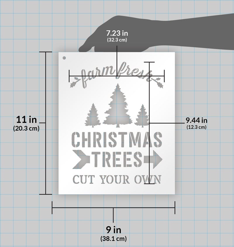 Studio R 12 Farm Fresh Christmas Trees by StudioR12 | Winter Farm Word Stencil - Reusable Mylar Template | Painting, Chalk, Mixed Media | Use for Wall Art, DIY Home Decor - CHOOSE SIZE (9" x 11") - Image 3