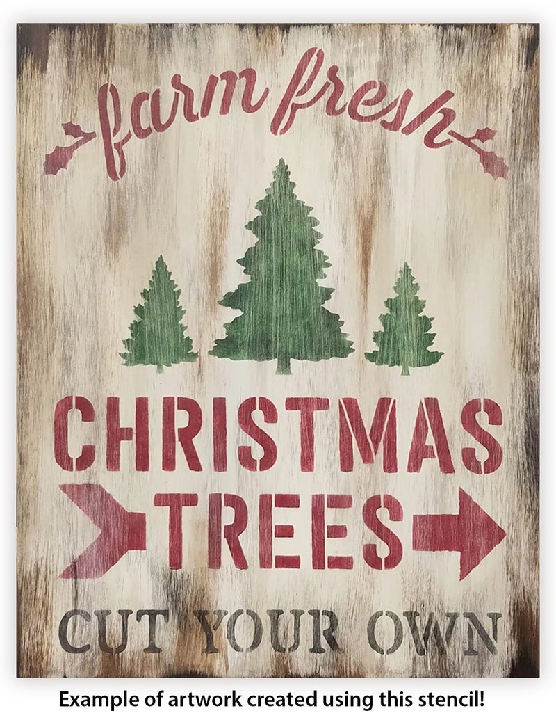 Studio R 12 Farm Fresh Christmas Trees by StudioR12 | Winter Farm Word Stencil - Reusable Mylar Template | Painting, Chalk, Mixed Media | Use for Wall Art, DIY Home Decor - CHOOSE SIZE (9" x 11") - Image 4