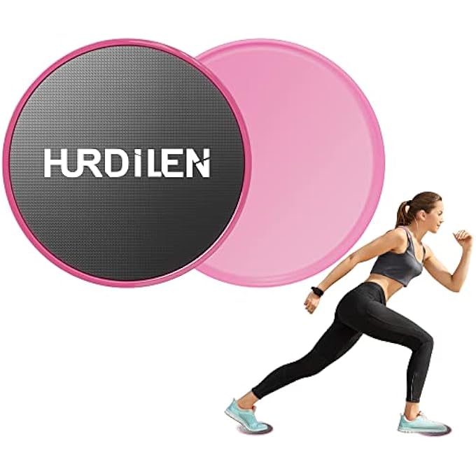 Hurdilen أقراص انزلاق أساسية، أقراص تمرين مزدوجة الاستخدام على السجاد والأرضيات الخشبية، خفيفة الوزن ومثالية كأداة لياقة لتدريب قوة عضلات البطن (وردي) - Image 1