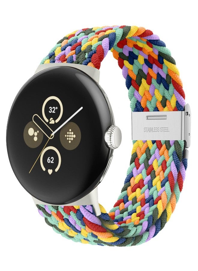 BandRain Stretchy Braided Bands Compatible with Google Pixel Watch 4 3 41mm/Pixel Watch 2 Band/Google Pixel Watch Band - Upgraded Connector - Elastic Nylon Breathable Sport Straps for Women Men - Image 1