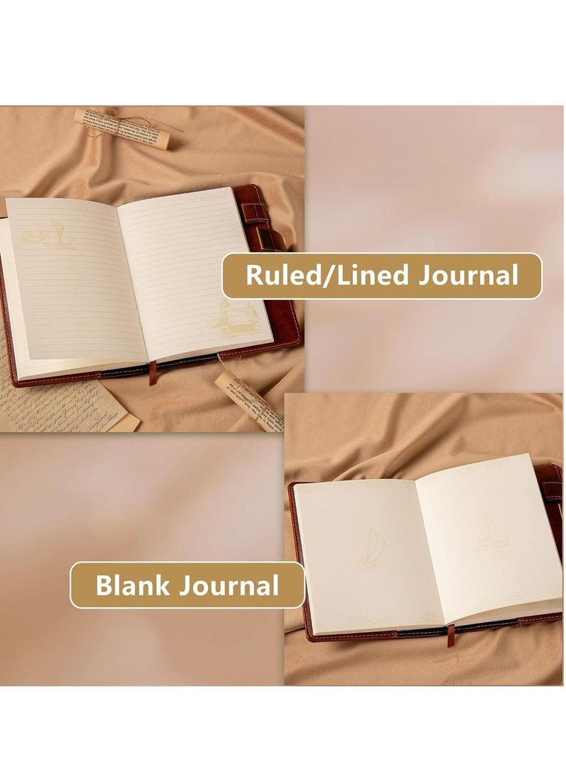 Vintage-Style Lockable Diary, Unisex, Replaceable Inner Pages, Leather Cover, B6 Size, Comes with Gift Box, 5.5 X 7.8 Inches, Sailor Brown For School, Travel, Business, Work, And Family Writing - Image 3