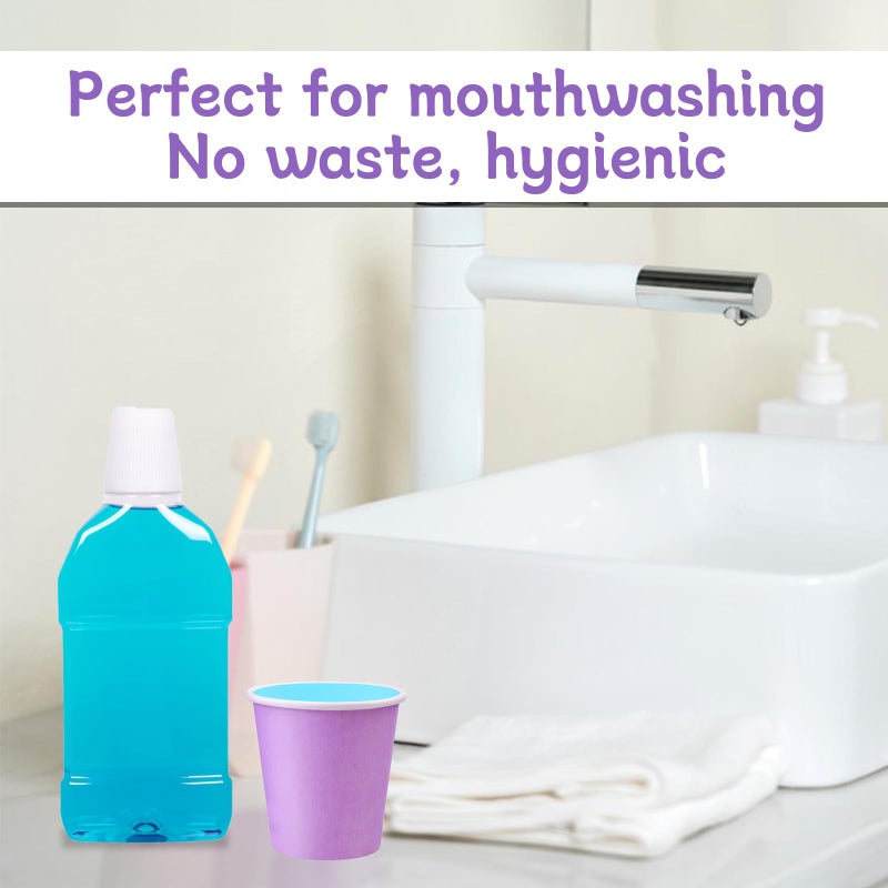 Iuuidu 3 oz Mouthwash Cups  100 Pack Small Paper Cups for Bathroom  Home  Office  Wedding  Travel (Blue and Purple) - Image 2