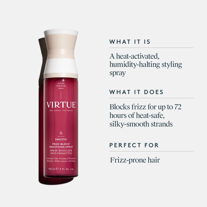 VIRTUE Frizz Block Smoothing Spray, Frizz Control Hair Treatment, Protects from Heat and Humidity, Color Safe, 5 Fl Oz - Image 2