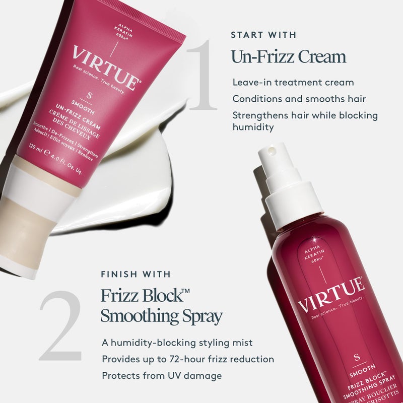 VIRTUE Frizz Block Smoothing Spray, Frizz Control Hair Treatment, Protects from Heat and Humidity, Color Safe, 5 Fl Oz - Image 4