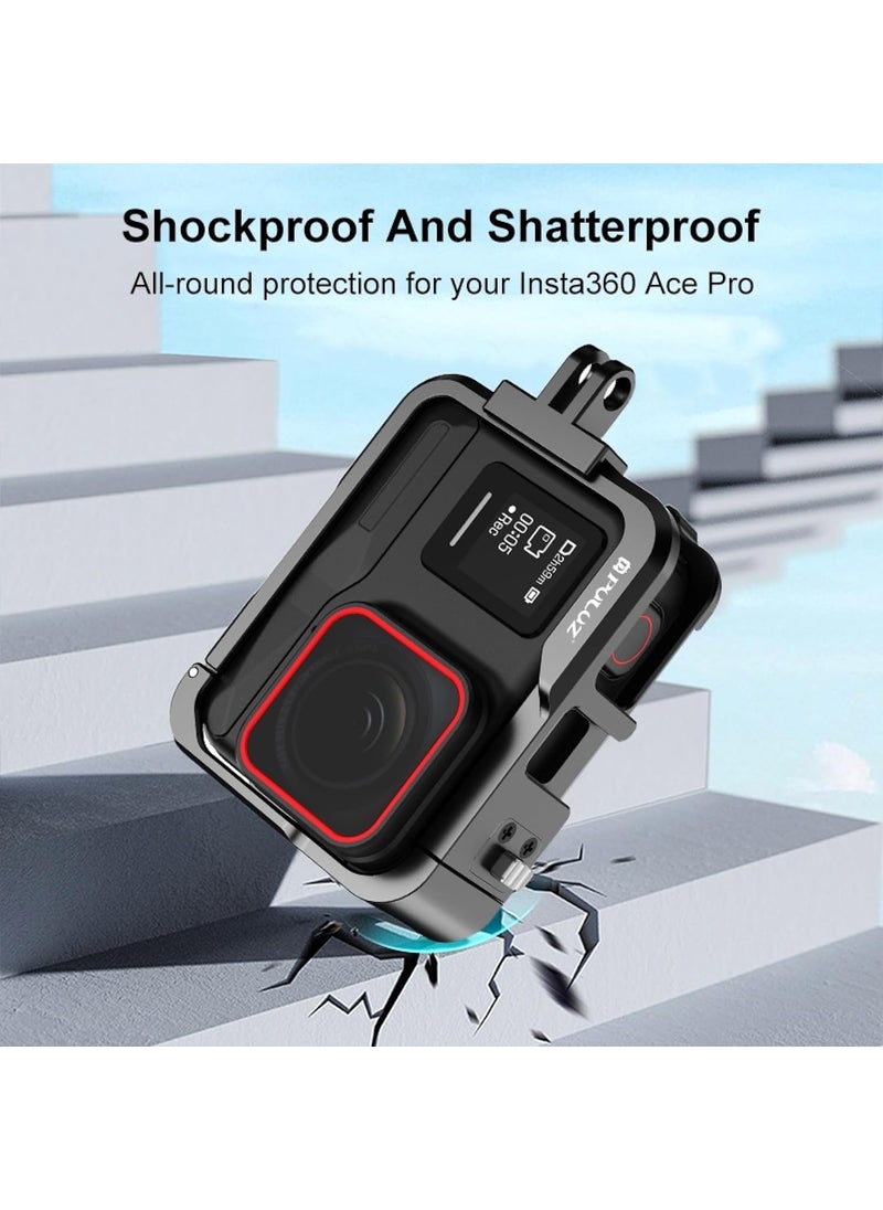 PULUZ Aluminum Metal Frame Cage for Insta360 Ace Pro Protective Mount Bracket Frame Cage for Insta360 Ace Pro Sport Camera Cage Mounts Clamps  - Image 5