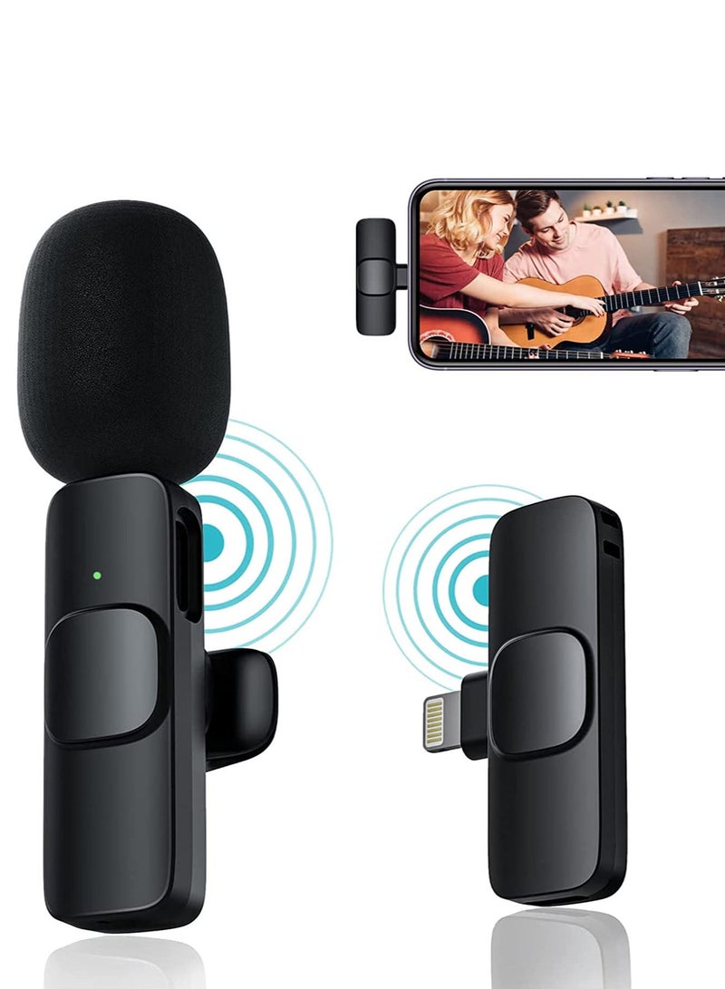 LEDIN Upgraded Plug Play Wireless Lapel Lavalier Microphone for iPhone iPad Recording YouTube Facebook Live Stream Vlog Auto-Sync Wireless Mic with 2 Clips No Need App Bluetooth - Image 1