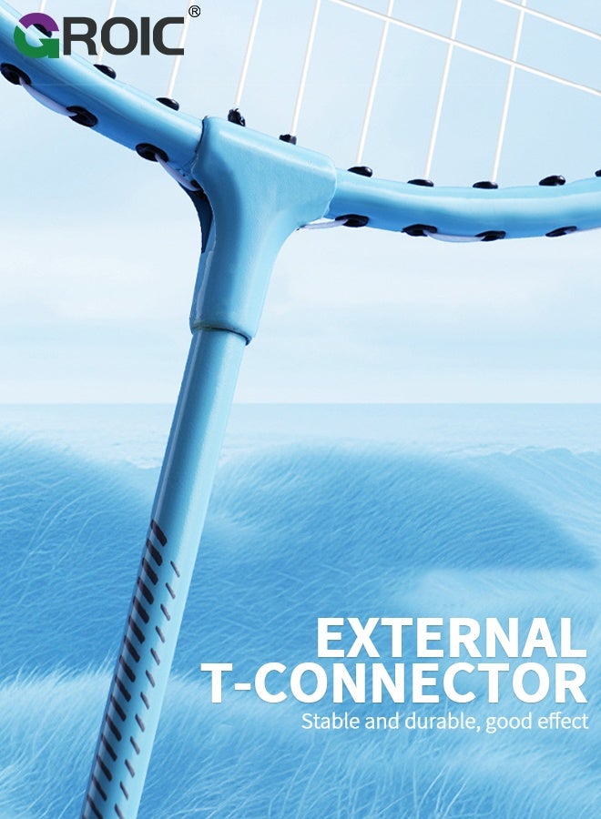 GROIC Badminton Set - 2 Badminton Rackets & 3 Badminton shuttlecocks & Carrying Bag, Professional Graphite Badminton Racket Lightweight & high Performance for Sports (Pink and Blue) - Image 5