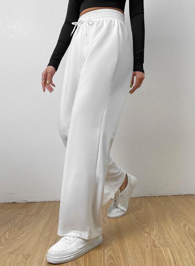 Take Two Women White Drawstring Elastic Waist Pants - Image 3