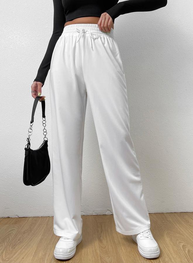 Take Two Women White Drawstring Elastic Waist Pants - Image 4