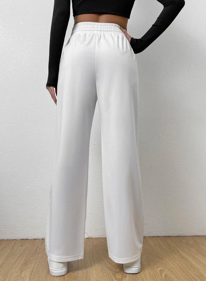 Take Two Women White Drawstring Elastic Waist Pants - Image 2