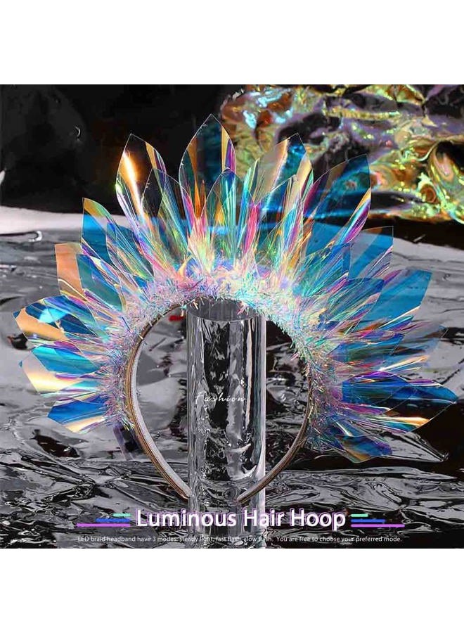 JONKY Light Up Headband LED Crown Hairband Glow Headpiece Party Rave Hair Accessories for Women - Image 3
