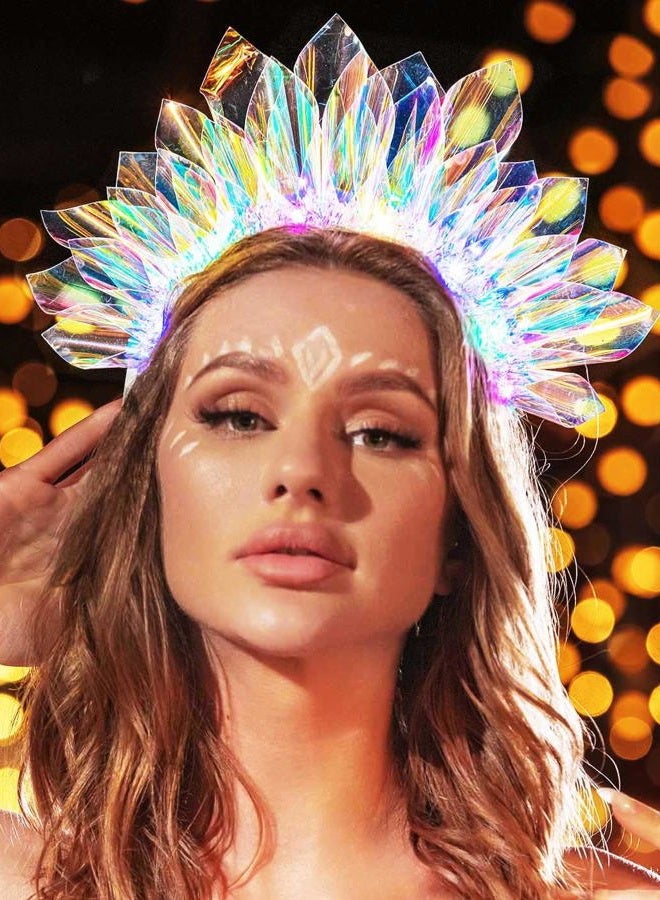 JONKY Light Up Headband LED Crown Hairband Glow Headpiece Party Rave Hair Accessories for Women - Image 4