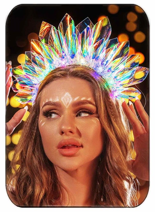 JONKY Light Up Headband LED Crown Hairband Glow Headpiece Party Rave Hair Accessories for Women - Image 1