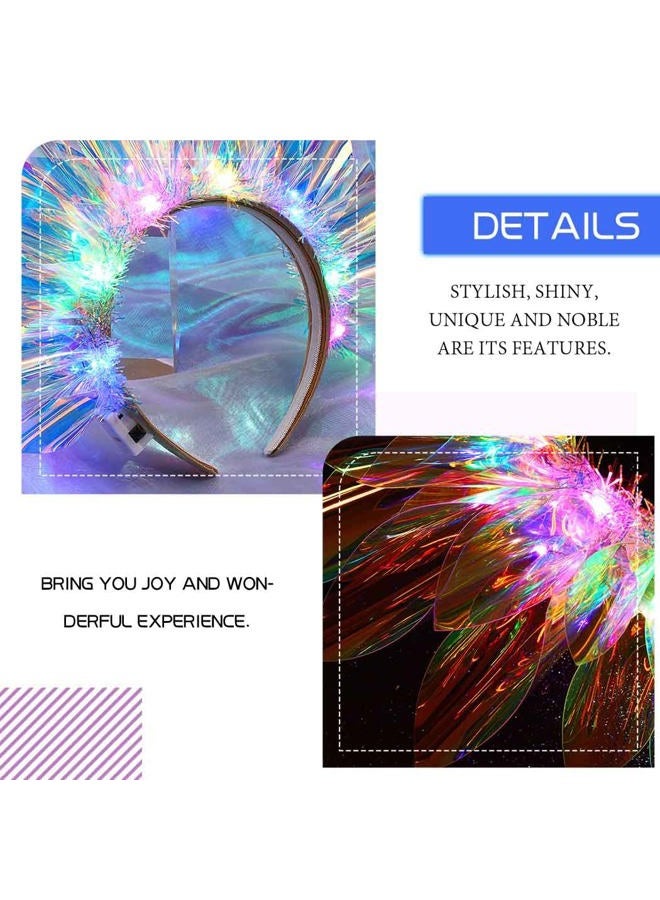 JONKY Light Up Headband LED Crown Hairband Glow Headpiece Party Rave Hair Accessories for Women - Image 5
