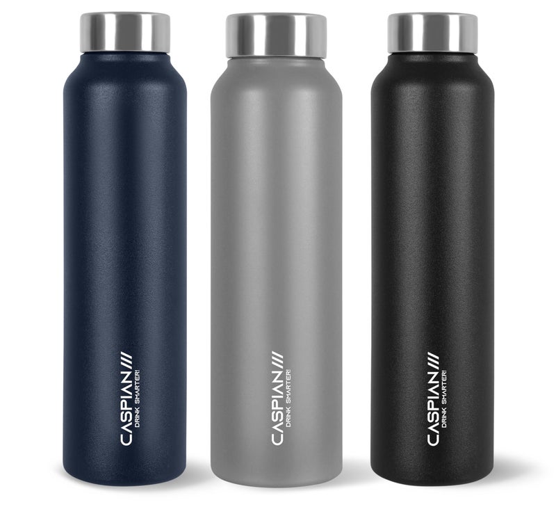 CASPIAN /// Astra ISI Certified Stainless Steel Water Bottle 1ltr. (Multicolor, 1 Litre, Set of 3) |Leak Proof Thunder for Fridge Home Office Travel School Kids Boys Girls Adults Sports Gym |BPA Free - Image 1