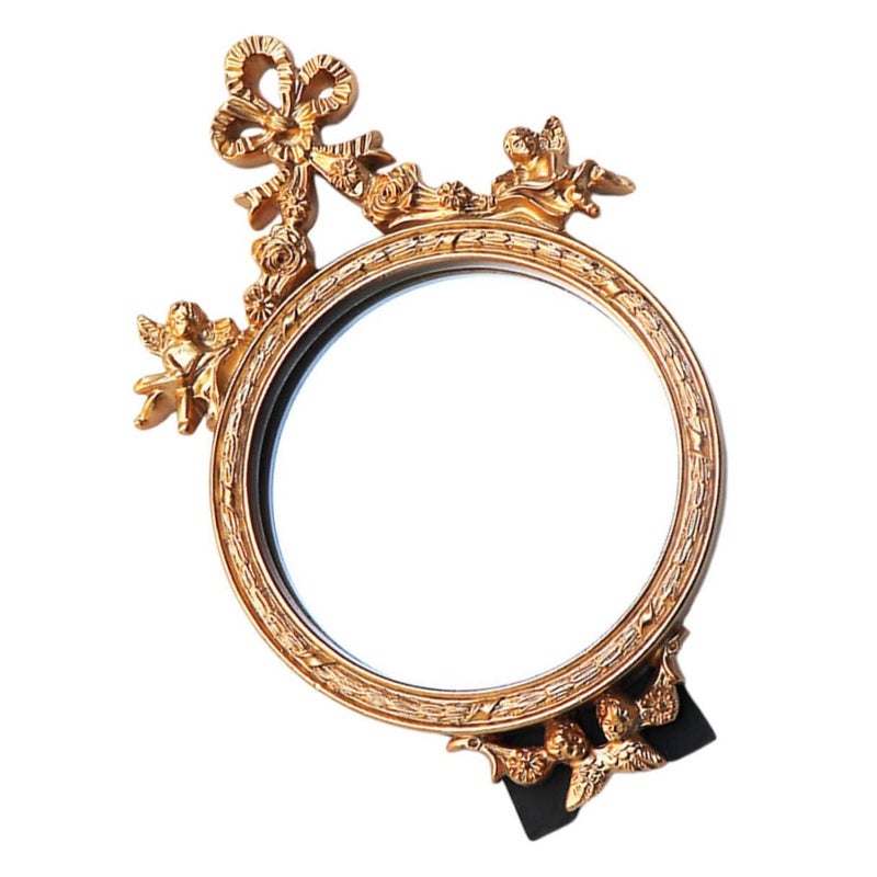 Vintage Handheld Makeup Mirror with Rose Pattern for Home and Salon Desktop Dressing - Image 2