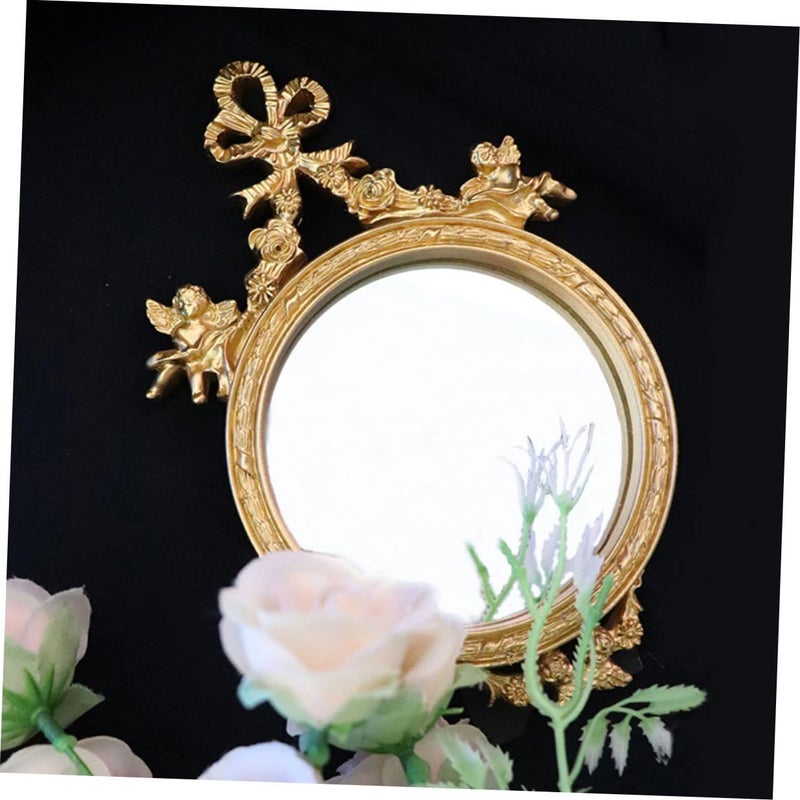 Vintage Handheld Makeup Mirror with Rose Pattern for Home and Salon Desktop Dressing - Image 5