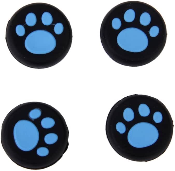 Ambertown Analog Silicone Thumb Stick Grips Cap Joystick ThumbSticks Caps Cover for PS4 PS3 Xbox One Xbox 360 PS2 Game Controllers (4 x Blue Cat Dog Paw)