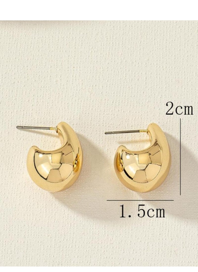 Generic - 1pair Simple & Luxurious Gold-Tone Curved Earrings - Image 1