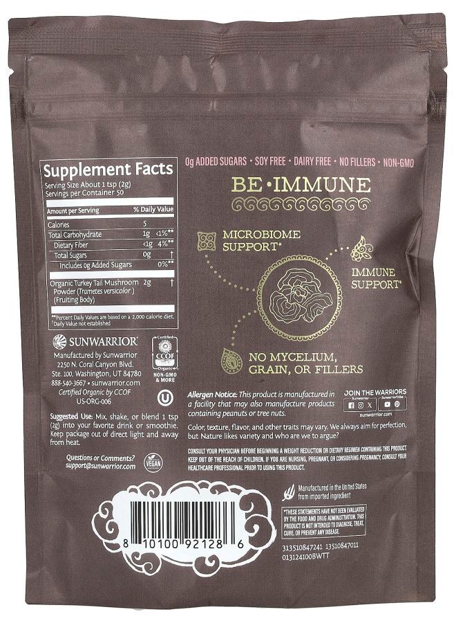 Sunwarrior Be Well Organic Turkey Tail Mushroom Powder 3.5 oz (100 g) - Image 2