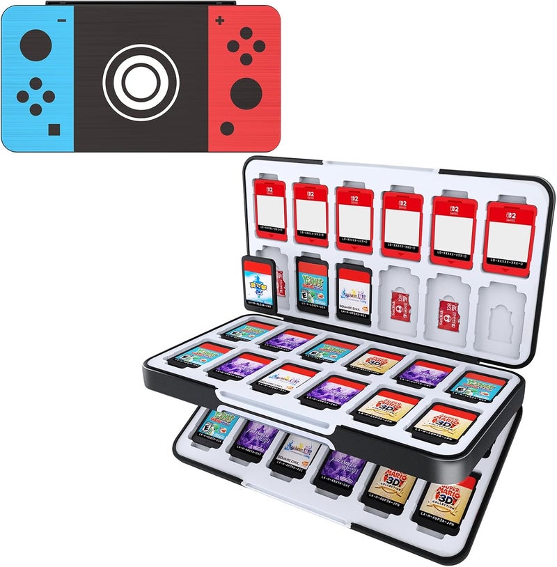 HEIYING حافظة بطاقات ألعاب لجهاز Nintendo Switch وSwitch OLED، صندوق تخزين بطاقات ألعاب مخصص للجهاز Switch Lite مع 48 فتحة لبطاقات الألعاب و24 فتحة لبطاقات Micro SD. - Image 1