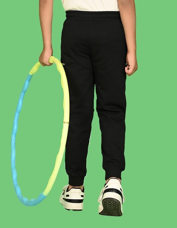 Nusyl Black Solid Color Kids Unisex Treck Pants (NUUPJOG0001) - Image 2
