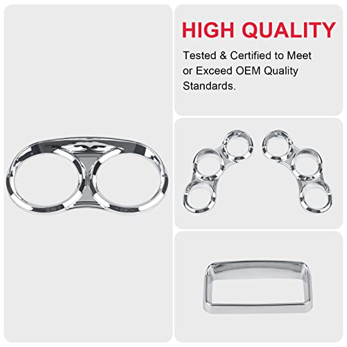 VASTAUTO Peterbilt Center Gauge Cover Kit Compatible with 2006-2022 Peterbilt 379 384 386 387 388 389 Instrument Dash Center Gauge Cover (Chrome) - Image 3