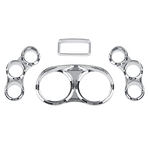 VASTAUTO Peterbilt Center Gauge Cover Kit Compatible with 2006-2022 Peterbilt 379 384 386 387 388 389 Instrument Dash Center Gauge Cover (Chrome) - Image 1