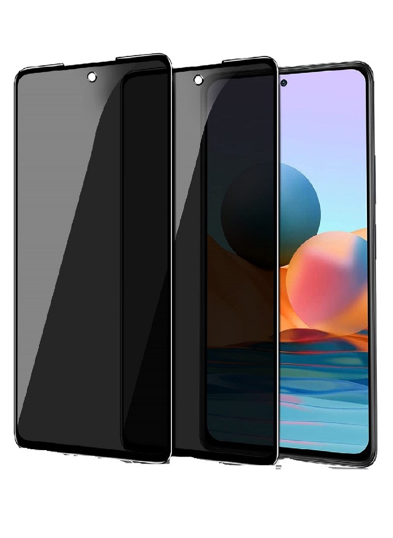 Super 2 Pieces Tempered Glass Screen Protector Anti-Spy Privacy Designed For Xiaomi Redmi Note 10 4G Full Screen Coverage And Bubble Free - Image 1