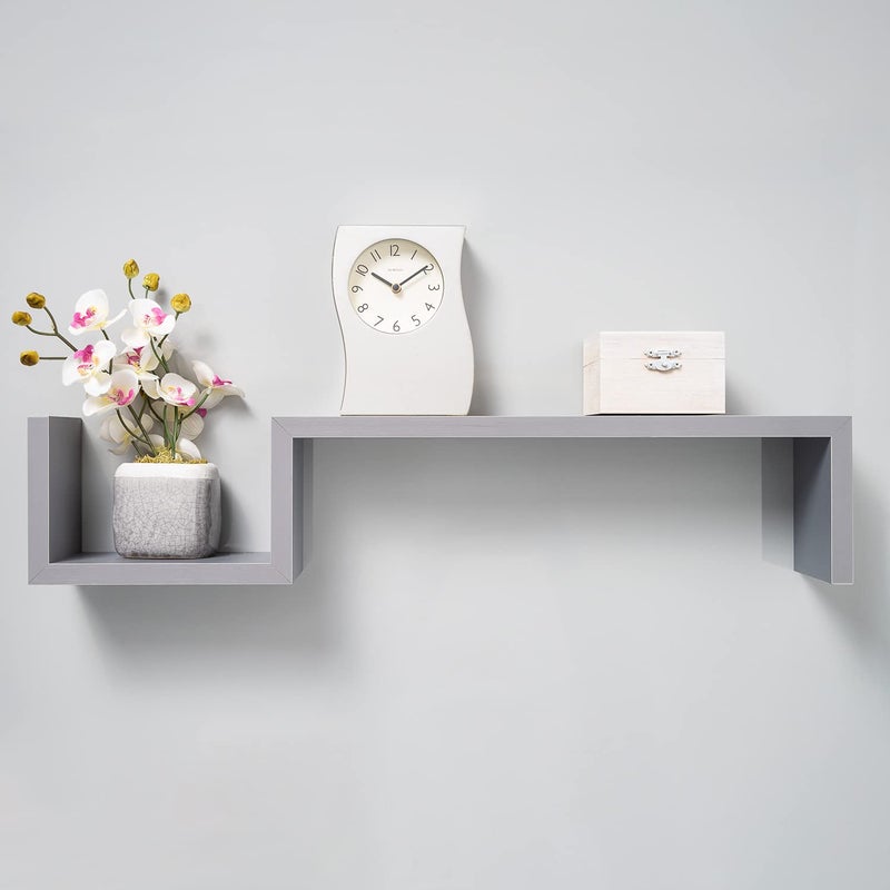 Gatton Design Floating Shelves | Grey | Wall Mounted S Shape Design | Shelves for Wall | Wall Shelves for Bedroom, Living Room, Bathroom & Kitchen | Floating Shelf | Preassembled Decor Wall Shelf - Image 3