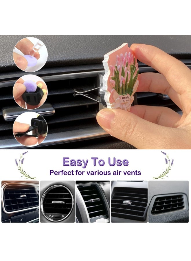 NajmStyle Car Flowers for Vents, 4 PCS Car Vent Air Freshener Clips, Car Decoration Car Aromatherapy Diffuser, Charm Cute Car Accessories Interior for Women and Girls, Car Decoration Flower - Image 3