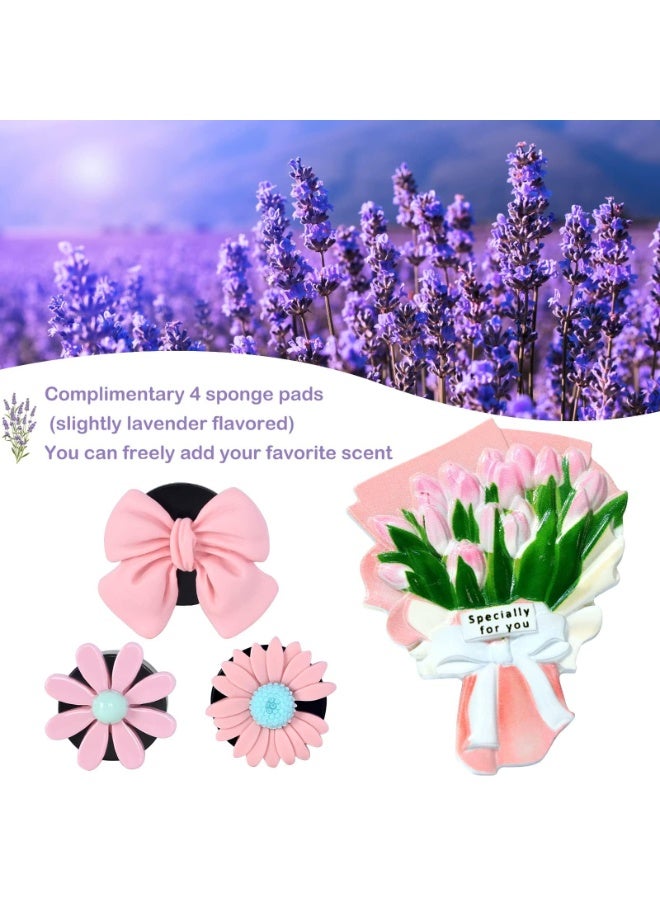 NajmStyle Car Flowers for Vents, 4 PCS Car Vent Air Freshener Clips, Car Decoration Car Aromatherapy Diffuser, Charm Cute Car Accessories Interior for Women and Girls, Car Decoration Flower - Image 2