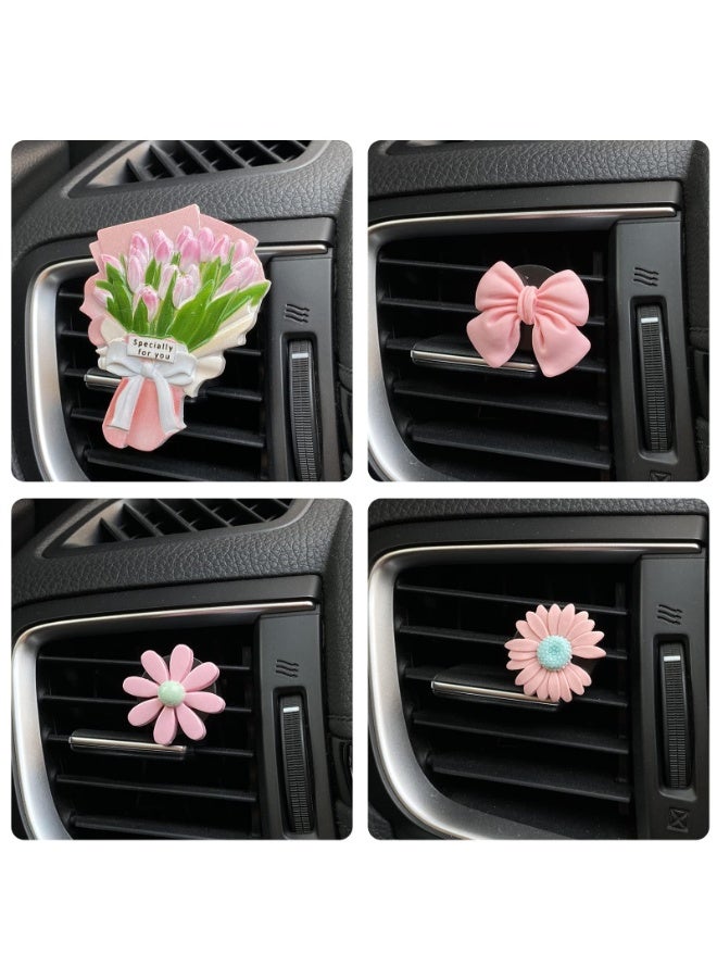 NajmStyle Car Flowers for Vents, 4 PCS Car Vent Air Freshener Clips, Car Decoration Car Aromatherapy Diffuser, Charm Cute Car Accessories Interior for Women and Girls, Car Decoration Flower - Image 5