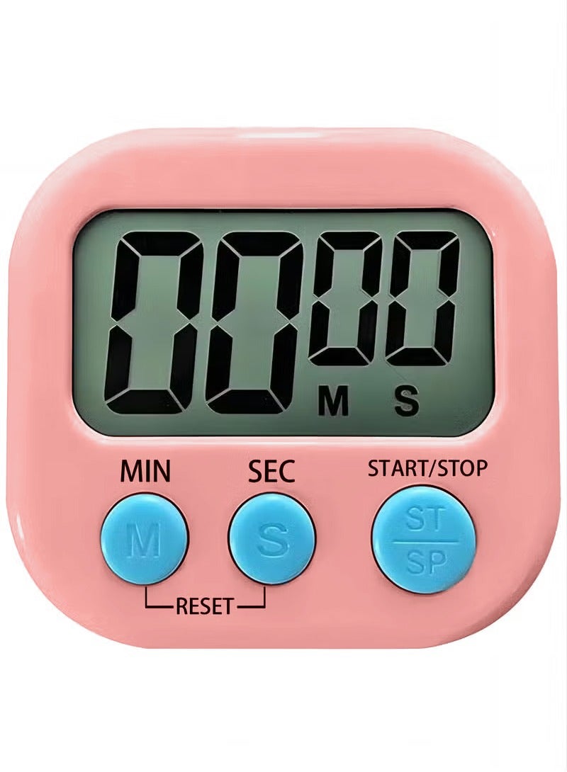 Digital Kitchen Timer for Cooking Big Digits Loud Alarm Magnetic Backing Stand Cooking Timers for Baking Pink - Image 1